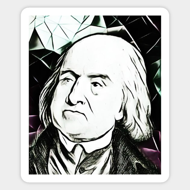 Jeremy Bentham Black and White Portrait | Jeremy Bentham Artwork 3 Sticker by JustLit